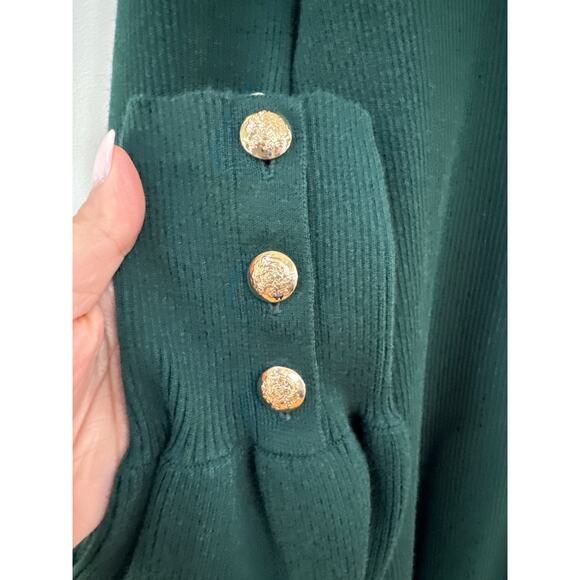 Lauren Ralph Lauren Black Label Button-Trim Ribbed Mockneck Sweater Green XL - Picture 3 of 6
